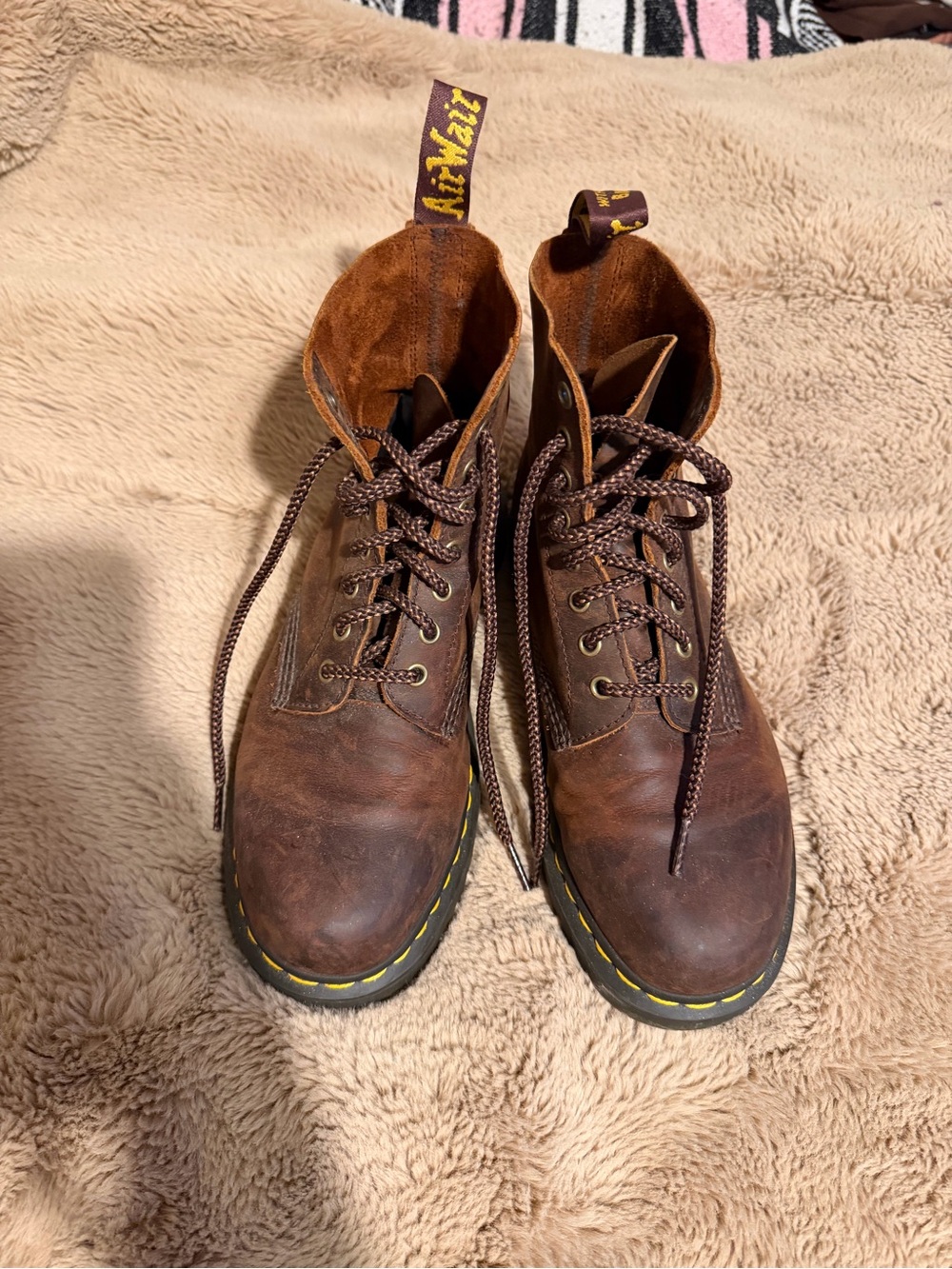 Dr. Martens 1460 8-Еуe Aztec Crazy Horse - Brown
 with Yellow Stitching